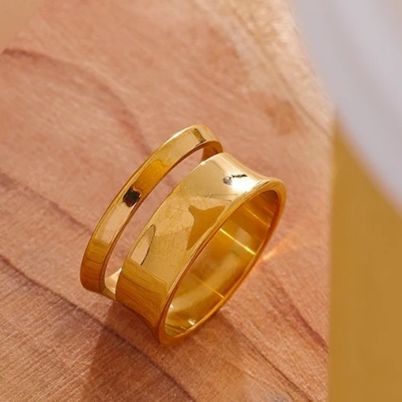 ⭐️unique Retro Gold Double Bar Ring - Picture 2 of 13